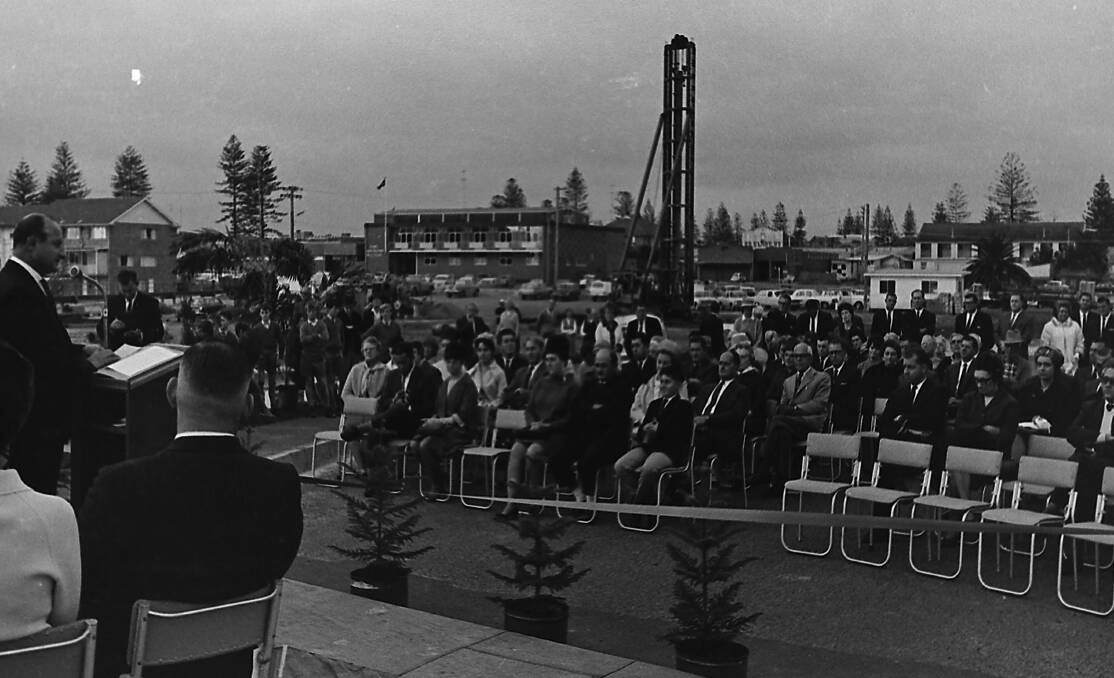 Important day: Community members and special guests watch on at the official opening of the Sesquicentenary Bridge, 1968.