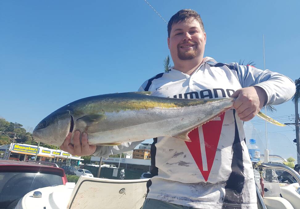 Hefty catch: Our Berkley Pic of the Week is Scott Phillips with this terrific kingfish of about 76cm he recently caught off Port Macquarie on a knife jig.