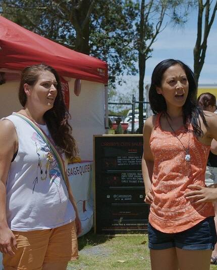 Just Between Us: Hannah (Deanna Ortuso) and Trixie (Joanne Nguyen) are on the unfinished road trip of a lifetime in new Aussie film Just Between Us. Photo supplied