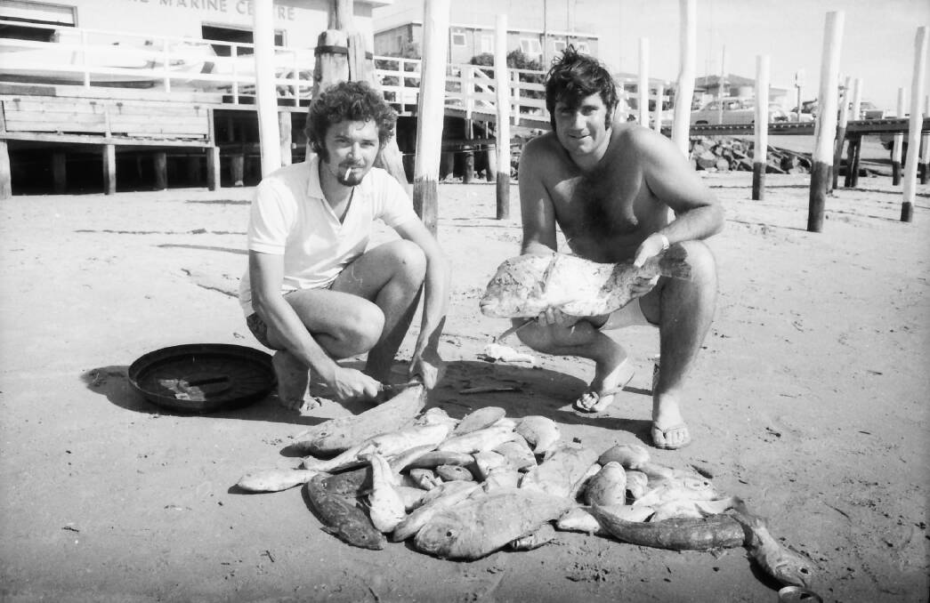 Good haul: Happy fishermen Darryl Hayward and Barry Dillon, 1971.