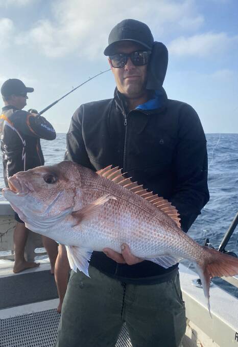 Tasty: Our Berkley pic of the week is Scott Bacon, who recently scored this terrific snapper during a trip offshore with Ocean Star Charters. Photo: supplied