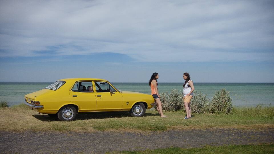 True blue: Seminal car of the '70s the Holden Torana is the vehicle of choice for Hannah and Trixie in Aussie film Just Between Us.