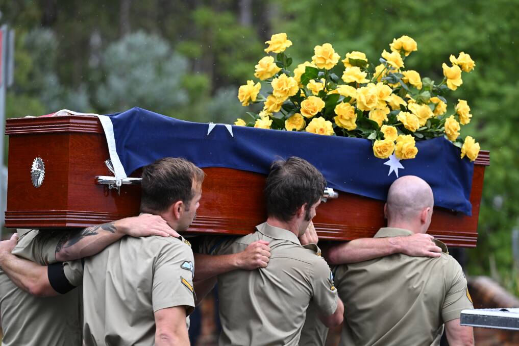 Pallbearers at Monday's funeral for Lance Corporal Jack Fitzgibbon. Picture by Dean Lewins