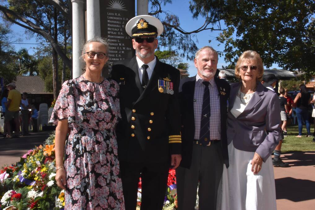 REMEMBER: Helen and Rudi Wagemaker and George and Margaret Russell after the Anzac Day commemoration service in Laurieton. PHOTO: Laura Telford.