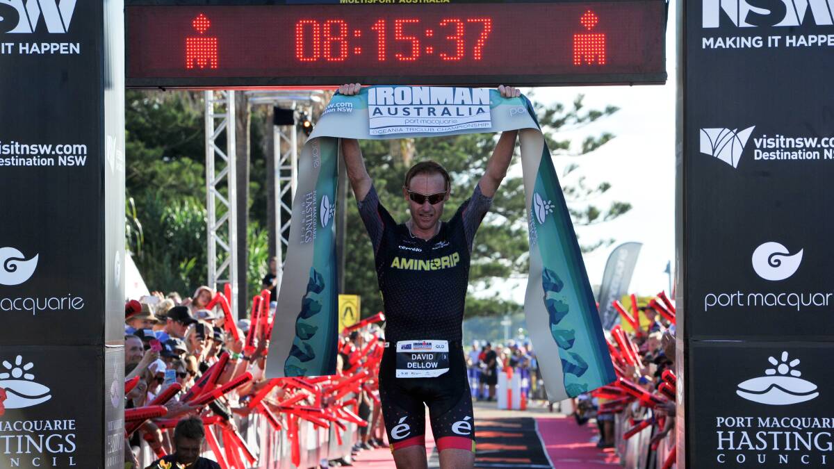 Sweet success: Queenslander David Dellow took out the Ironman Australia Port Macquarie crown on Sunday. Photo: Ivan Sajko