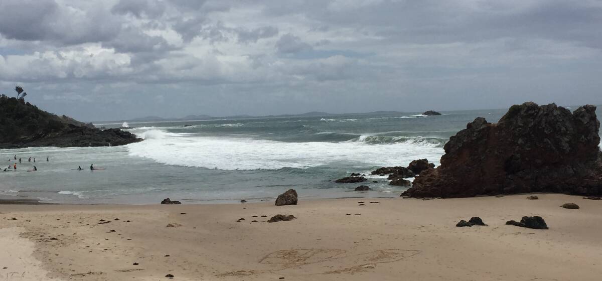 BIG SWELL: Flynns Beach was one of only two beaches in the Hastings to remain open at this stage. Photo: Laura Telford.