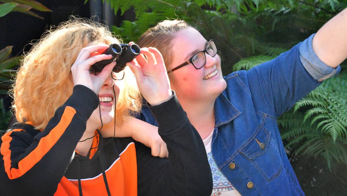 WORLD RECORD: CSU students Jess Barthelson and Breanna Goodear ready to join thousands of stargazers. Photo: Ivan Sajko.