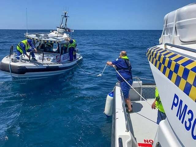 TEAM WORK: Port Macquarie and Camden Haven Marine Rescue worked together on a recent exercise.