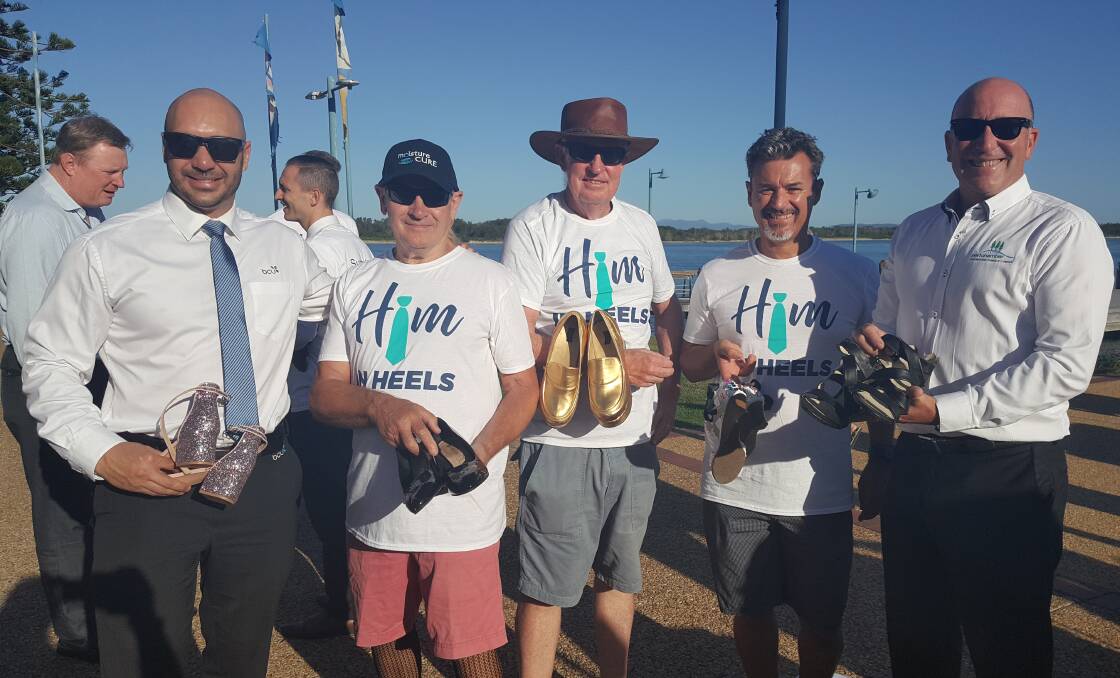 HEELS: Karl McLean from BCU, Bob Knucky from Moisture Cure, Chris Denny from Southern Cross Resort, Wayne Jackson from the Commonwealth Bank and Mark Wilson for the Chamber of Commerce . Photo: Laura Telford.