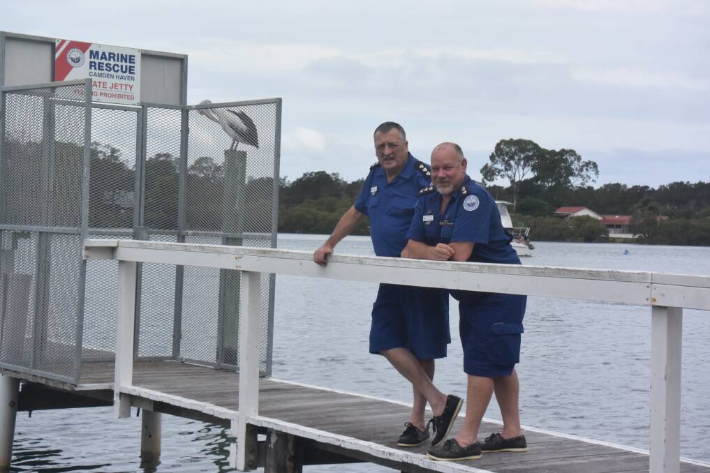 WORKING TOGETHER: Ken Rutledge unit commander for Marine Rescue Camden Haven and Greg Davies unit commander for Marine Rescue Port Macquarie say they work together all the time. PHOTO: Laura Telford.
