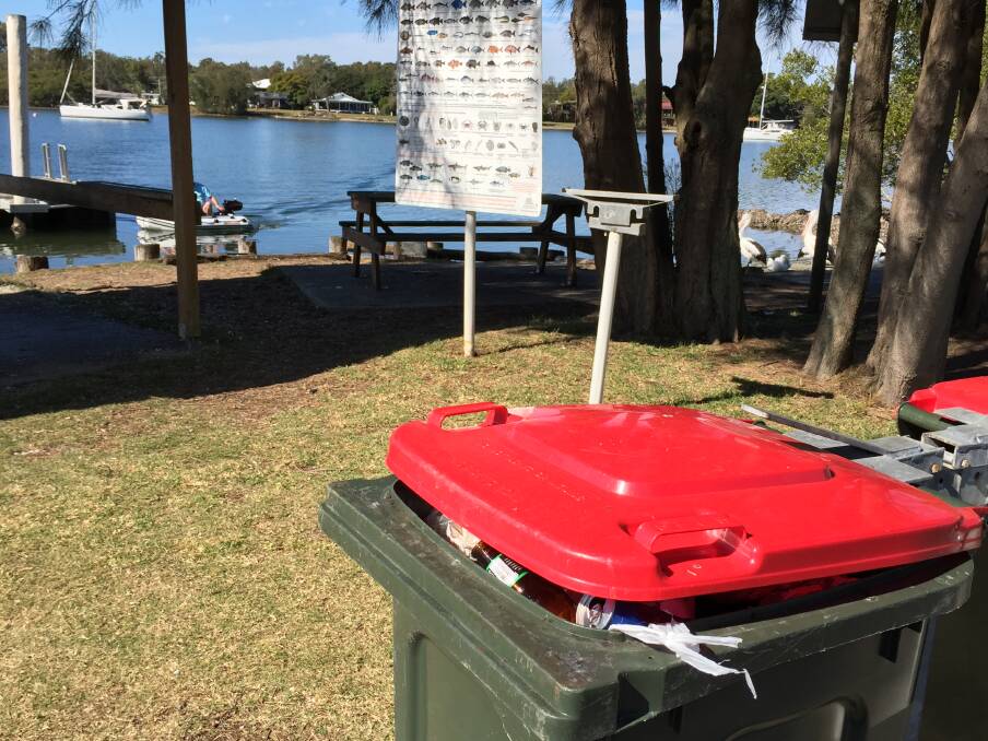 Call to recycle: There are no public yellow bins at the LUSC Marine Reserve in Laurieton. Dunbogan resident David Castleton wants people to be able to recycle.