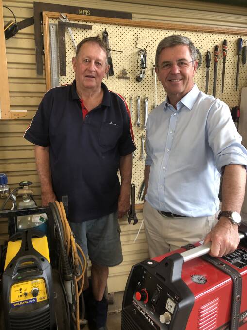 Kendall Mens Shed: John White and Federal member for Lyne Dr David Gillespie MP.