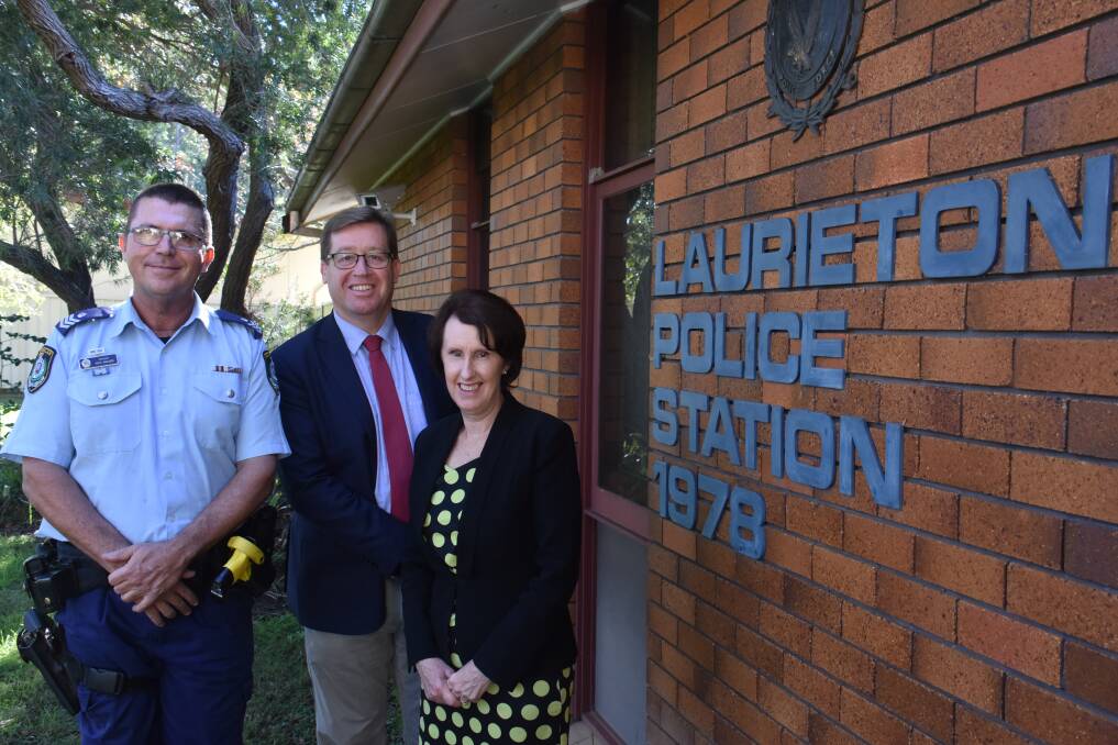 Funding injection: Senior Constable Mick Walker, NSW Minister for Police and Emergency Services Troy Grant and Member for Port Macquarie Leslie Williams. 