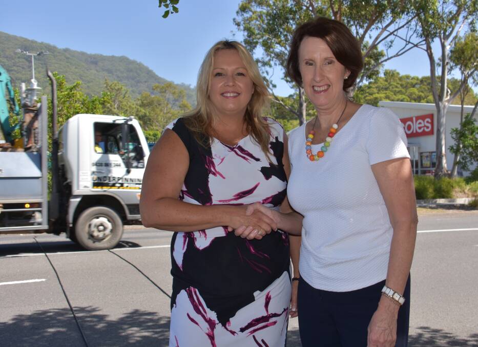 Green light for crossing: Port Macquarie-Hastings Council Mayor Peta Pinson with Member for Port Macquarie Leslie Williams at the busy intersection between Tunis Street and Seymour Street where the new crossing will be.