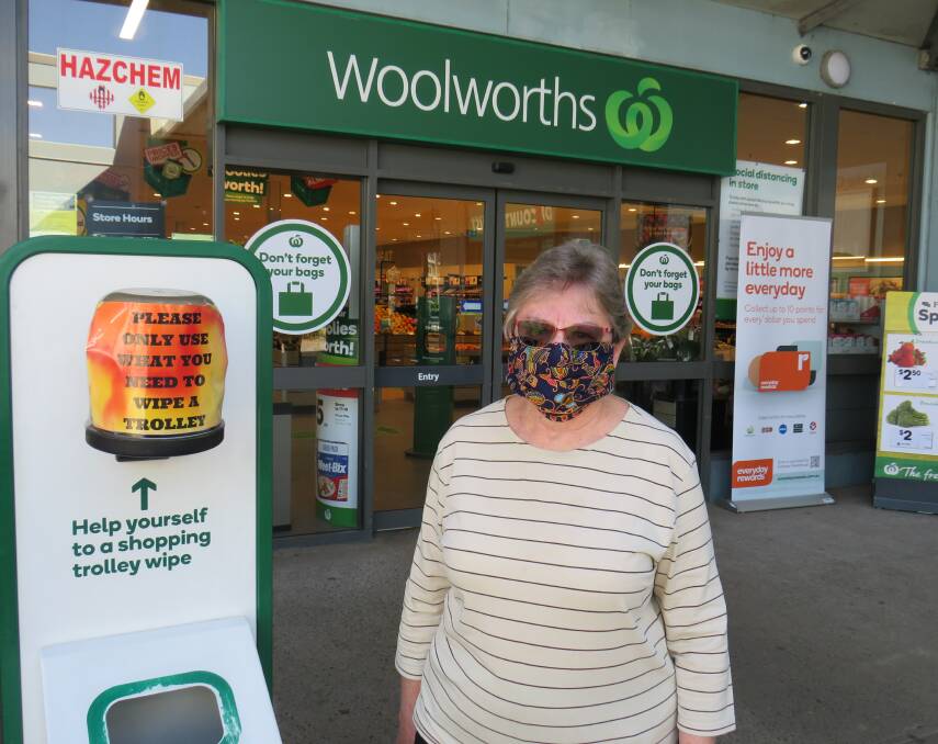 Protection: Port Macquarie resident Margaret Racklyeft at the Lake Cathie store. 