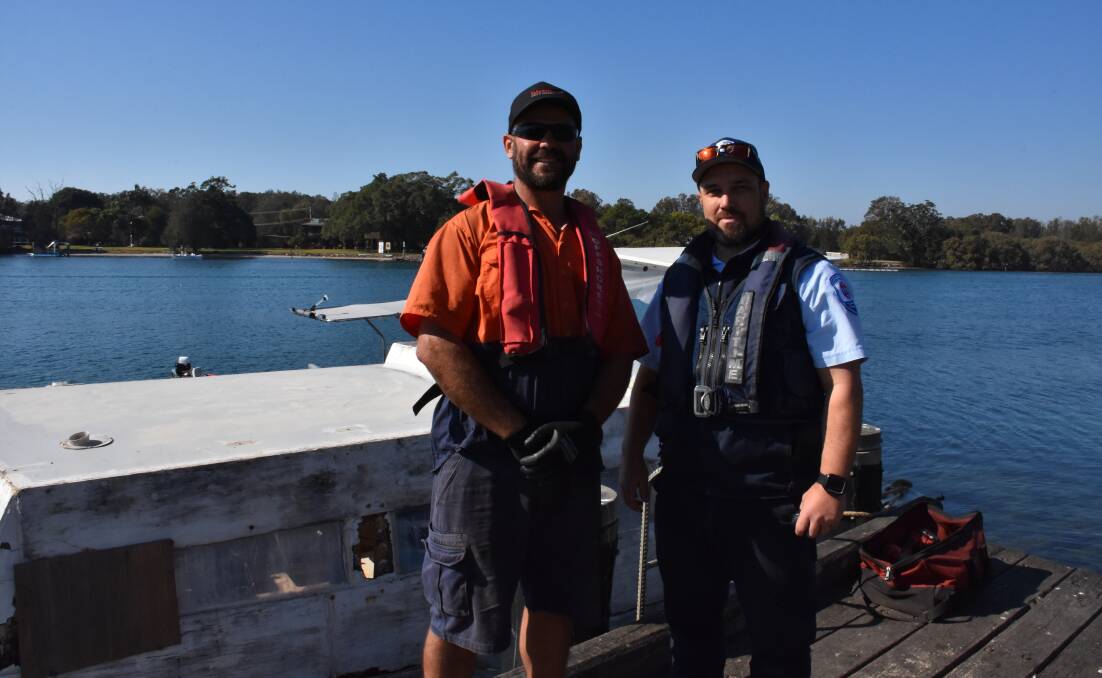 Birdon's Tony Worton and NSW Maritime North Area boating officer Andre Uljee. 