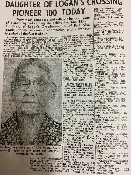 Article in the Port News on Honora Corrigan, Janet's great grandmother. 