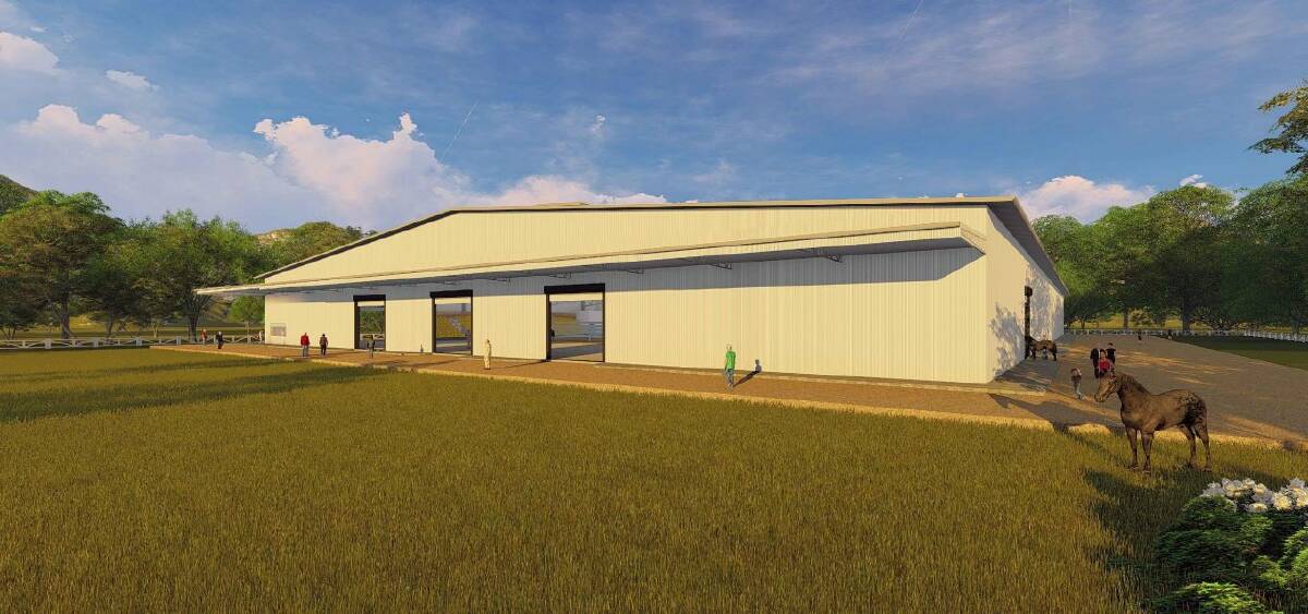 Nearing reality: concept drawing of the indoor equestrian facility. Photo: supplied. 