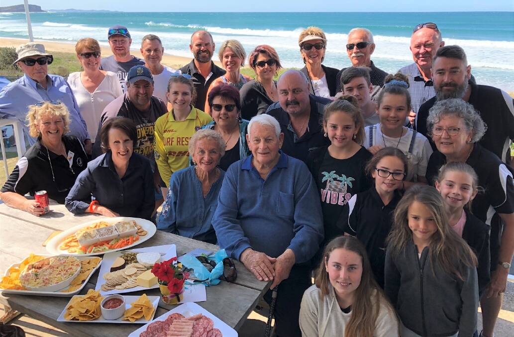 Judy and John Vipond were joined by their second family to celebrate 60 years of marriage at the Camden Haven SLSC. Photo: Kate Dwyer. 