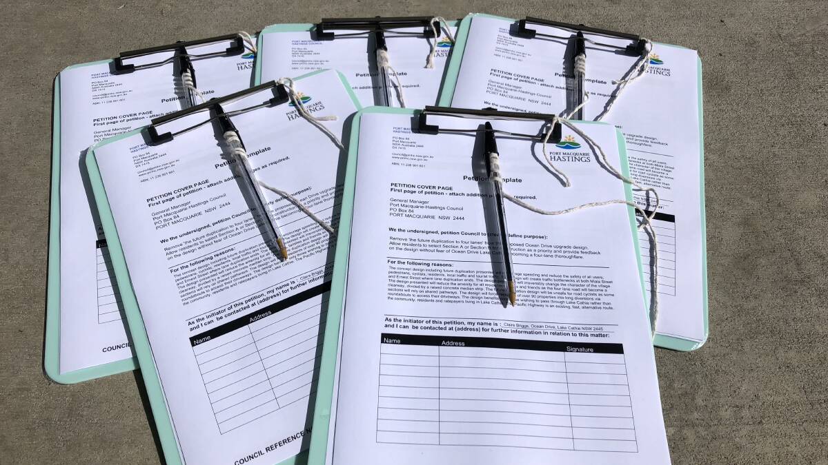 Petitions have been left at various businesses in Lake Cathie. Photo: supplied. 