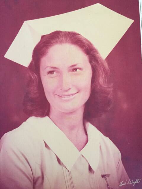 An early photo of Christine in her nurse attire. Veils were phased out in the 70s. 