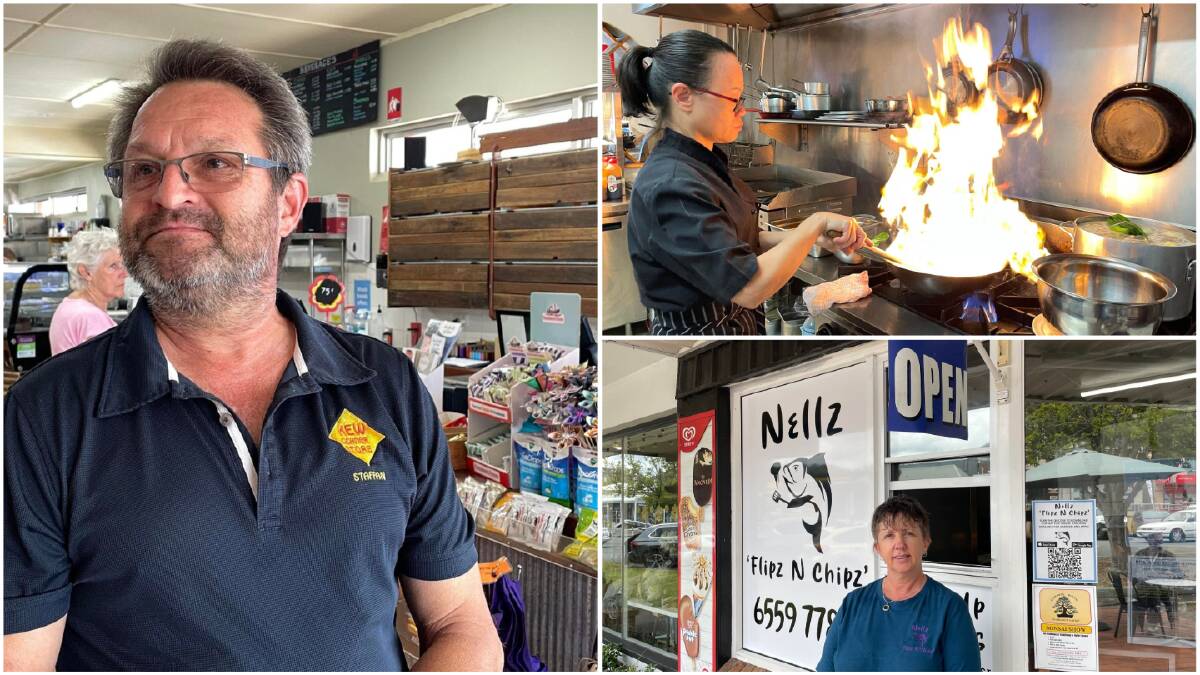 Kew Corner Store owner Steffan Adler (left), Angkor Hut Café chef Monika Lo (top right) and Nellz Flipz n Chipz owner Lynell Verey (bottom right). Picture by Liz Langdale 