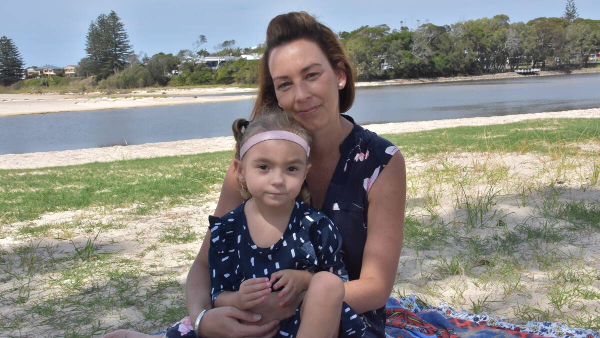 Willow Powick with her mum Skye at Lake Cathie. 