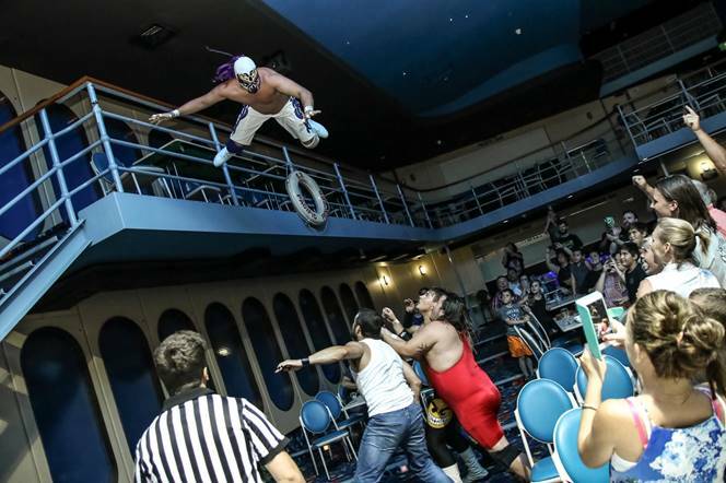 Extreme heights: The phenomenal cast of wrestlers are all ready to cause chaos in the squared circle at the Laurieton United Services Club on Thursday, January 4. Photo: supplied. 