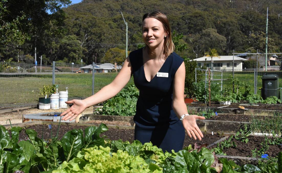 Welcome funding: Megan McQuillan from the Camden Haven Community College at the garden located at Apex Park, Laurieton. 