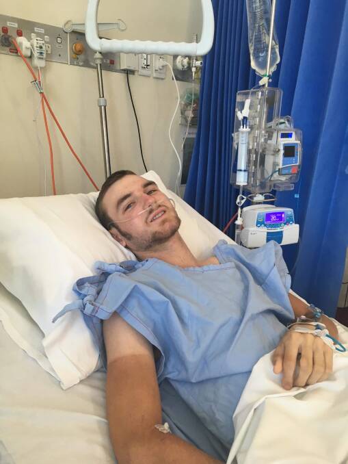 Brandon Conway has undergone surgery and his parents hope he will be released from hospital at some point this week. Photo: supplied. 