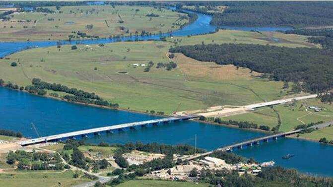 Under construction - an aerial view of the Hastings River. Photo: RMS.
