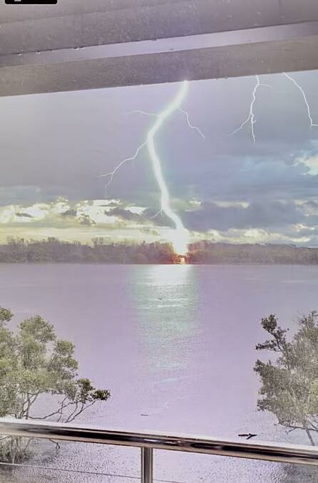 Lightning strike captured from Settlement Point. Photo: Jane McKellar.