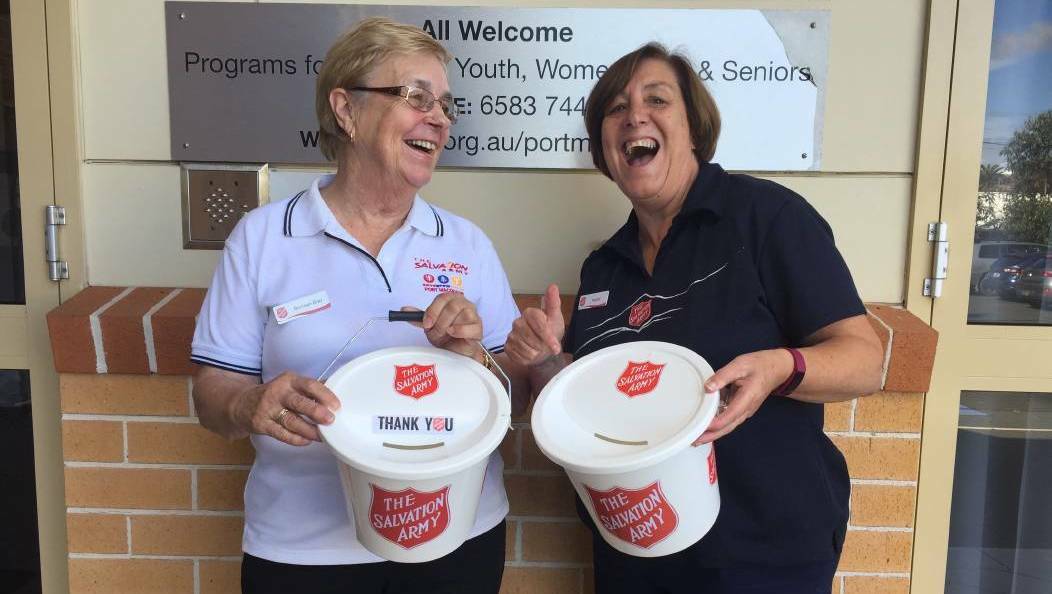 Volunteer Bronwen Bray and Corps Officer Heather Unicomb from the Salvation Army.