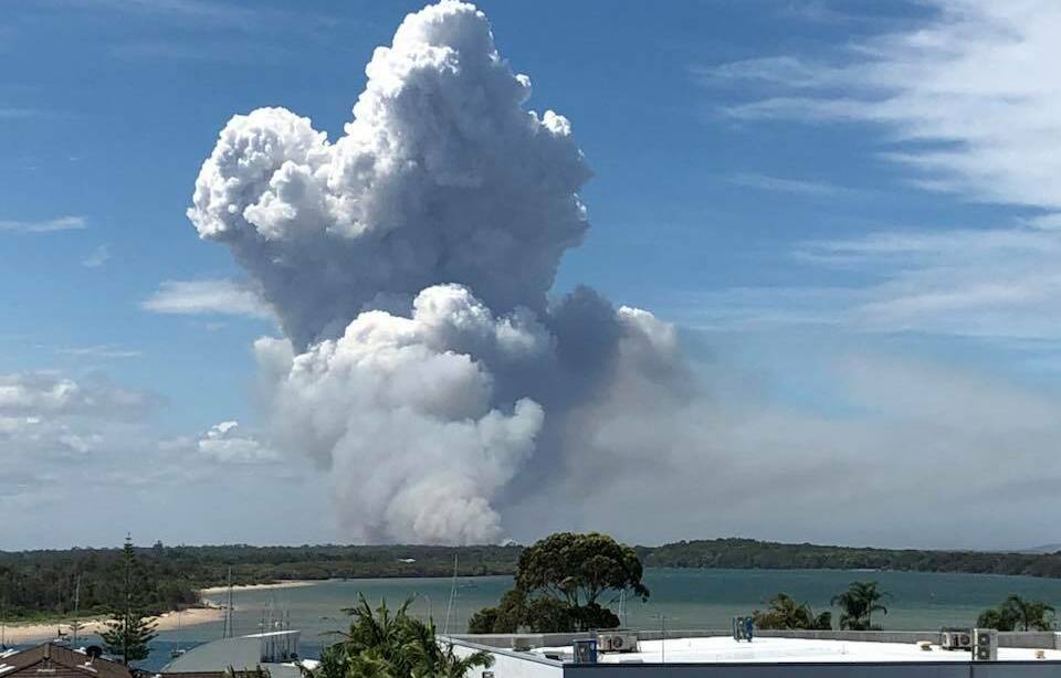View of the fire from Port Macquarie. Photo: Tabitha DaBella.