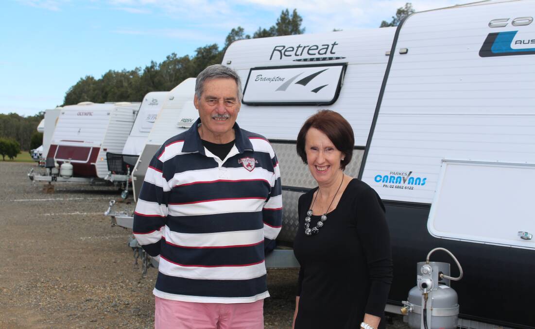 Local caravan owner Tom Barnes with Port Macquarie MP, Leslie Williams.