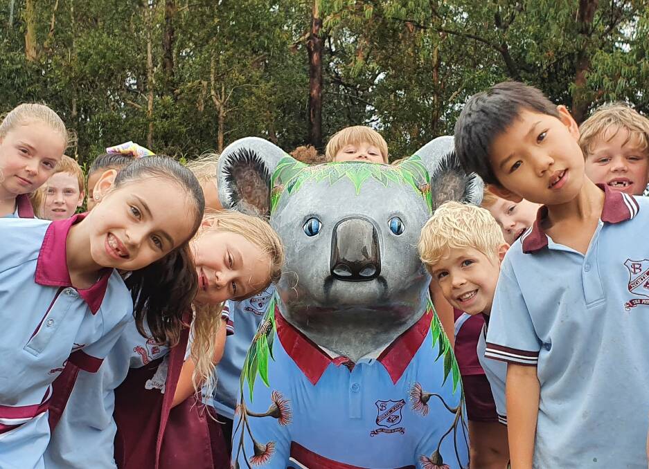 New koala: Students celebrate the arrival of Happy Haven at North Haven Public School during one of the last days of school for 2020.