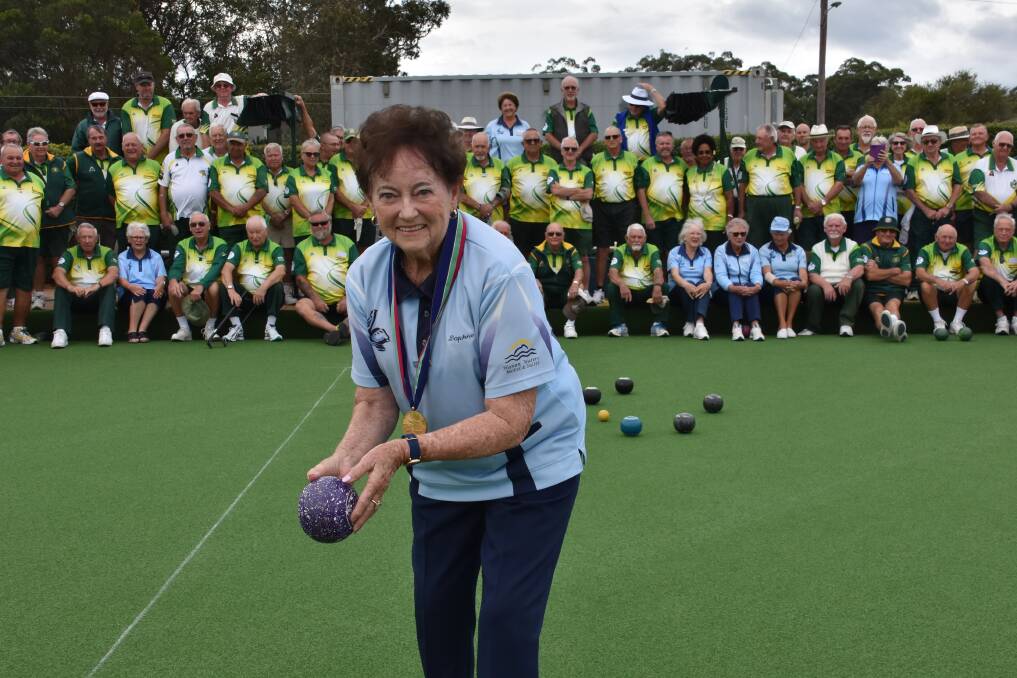 ROLL ON: Commonwealth Games champion Daphne Shaw opening her green in North Haven on May 5.