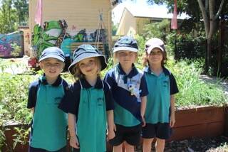NEW KIDS ON THE BLOCK: Kindergarten students for 2021, Hugh Newman, Evie Lee, Paeyten Beazley and Rick Evans. Photo: Supplied.