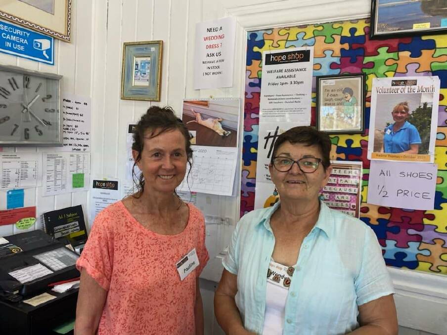RELOCATING: Lake Cathie Hope Shop volunteers Pauline Vipen and Wendy Dunn. Photo: Supplied.