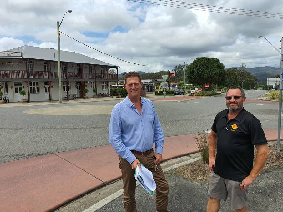 WAITING: Jojeni Developments projects and sales manager Jason Bignell and Kew Corner Store owner Staffan Andler on the main street.