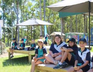 SCHOOL STUDENTS: Wooden platforms delivered to Herons Creek Public School. Photo: Supplied.