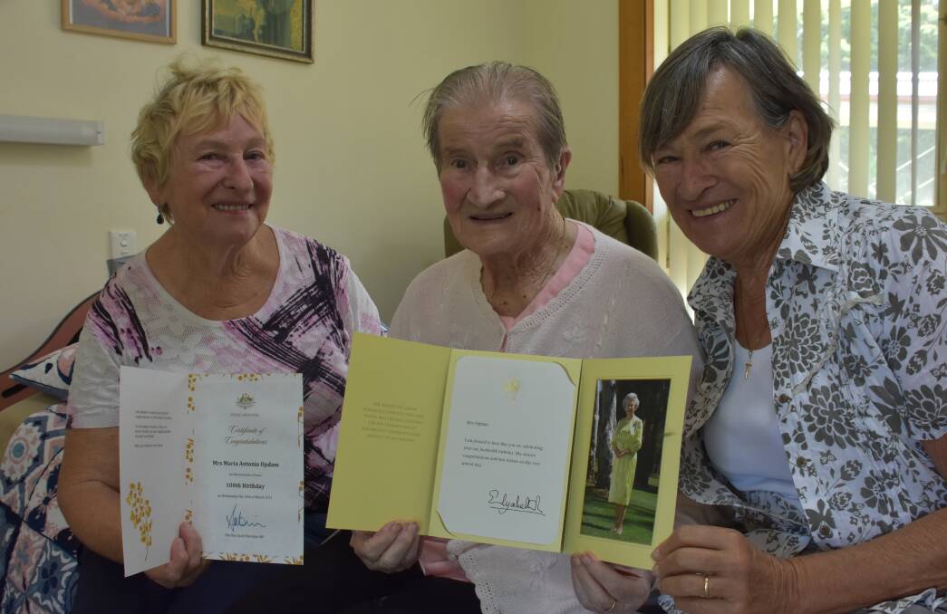 COMMENDATIONS: Mary Opdam with daughters Anne Slager and Annette Wilkes.