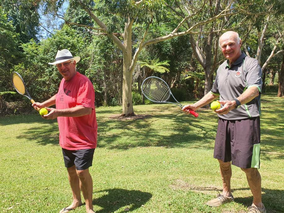 TENNIS CAMPAIGN: Lee Sanders and Leon Norgate from Lake Cathie Tennis Club. PHOTO: Laura Telford.