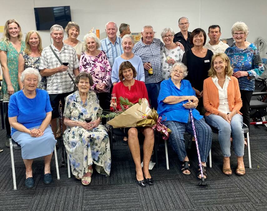 Joneen Troup at a farewell event including past and present Committee members and staff. Photo: Supplied/Camden Haven Community College.