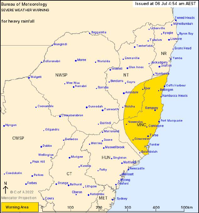 Severe weather warning issued for the Mid North Coast. Photo: BoM