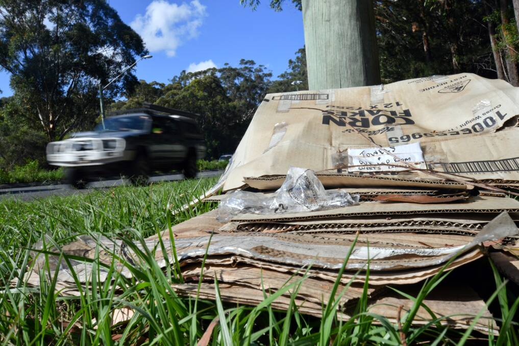 Unsightly: Cardboard discarded near the Oxley Highway in Port Macquarie.