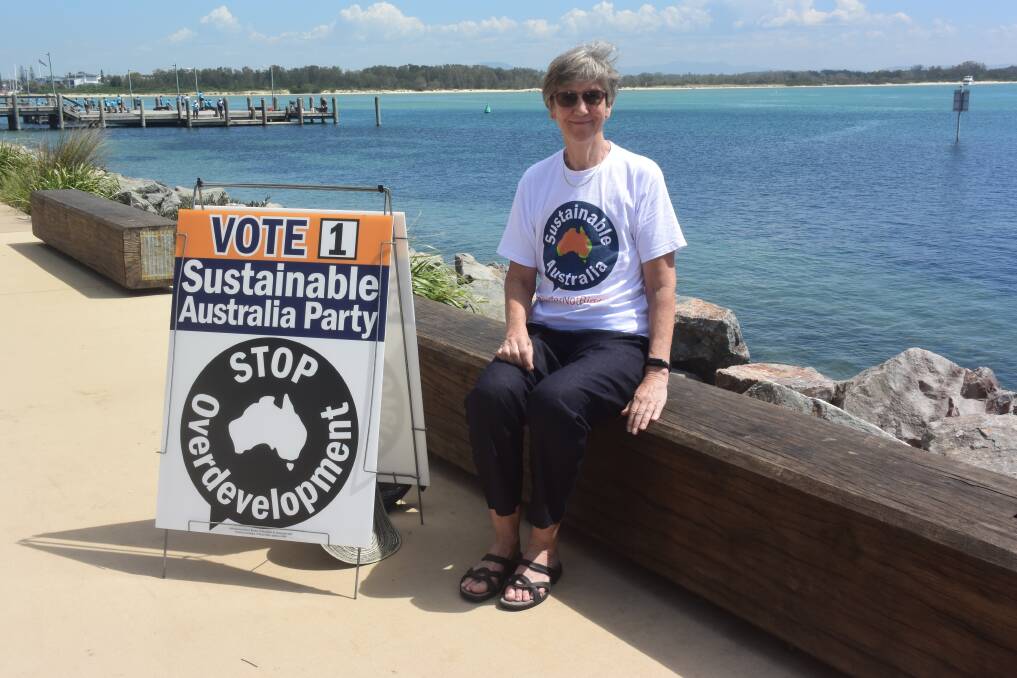 Policy platform: Sustainable Australia candidate for the seat of Port Macquarie Jan Burgess raises awareness about the party's policies.