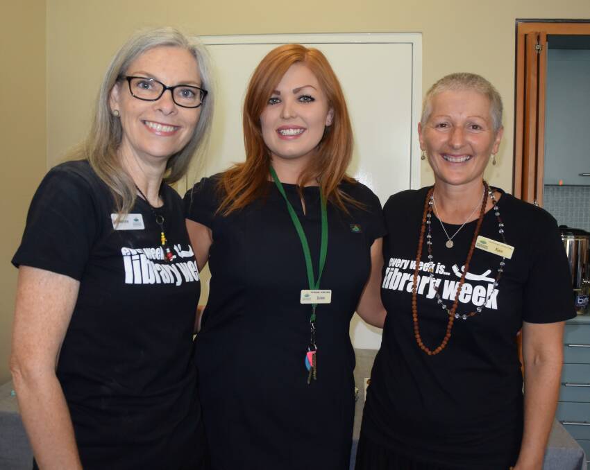 Team effort: Leanne Wright, Jaimie Harrison and Kate Forrest from Port Macquarie Library support the event.
