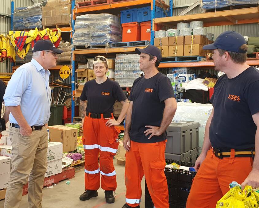 Prime Minister Scott Morrison meets with SES volunteers.