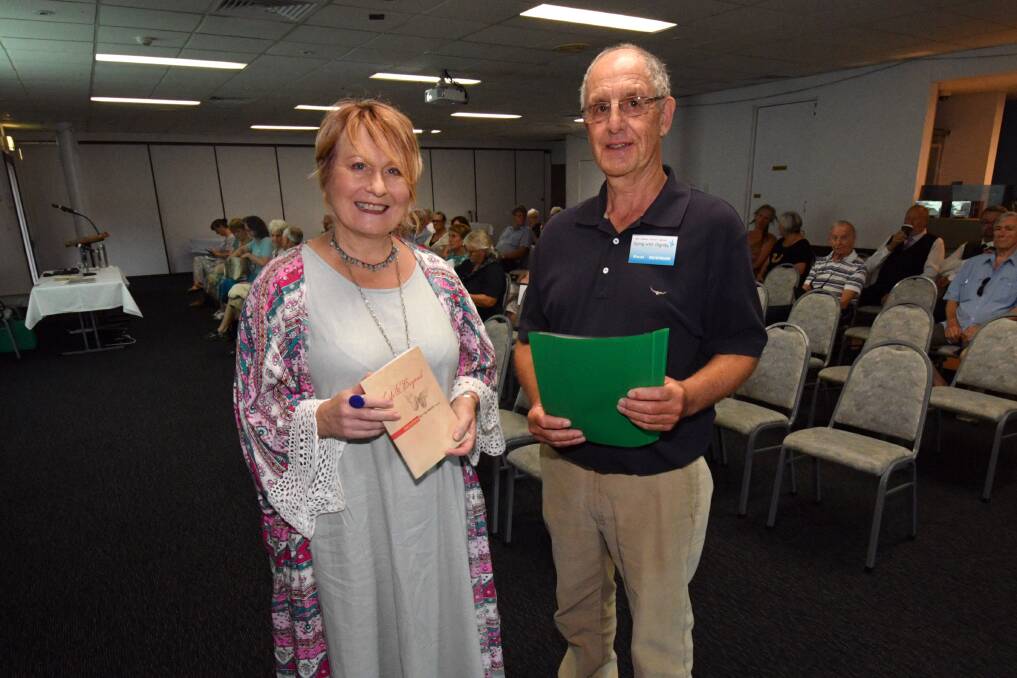 Discussions: End of life doula Teresa Melody and Dying With Dignity NSW Mid North Coast Group team member Paul Newman at the group's quarterly meeting.